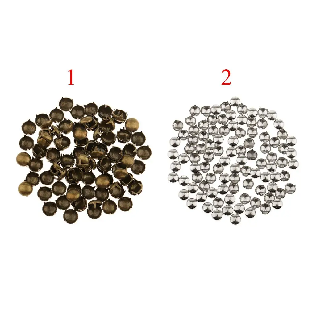 8mm Dome Rivet Studs Copper Material Spike Beads for Handmade Bag Shoes Jeans Decoration Projects