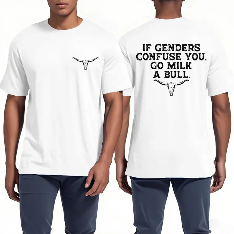تي شيرت ممتع من القطن الخالص إذا كانت الجنسين يذهبون بالحليب بتصميم الثور فضفاض مناسب بأكمام قصيرة ورقبة مستديرة وطباعة كاجوال #3