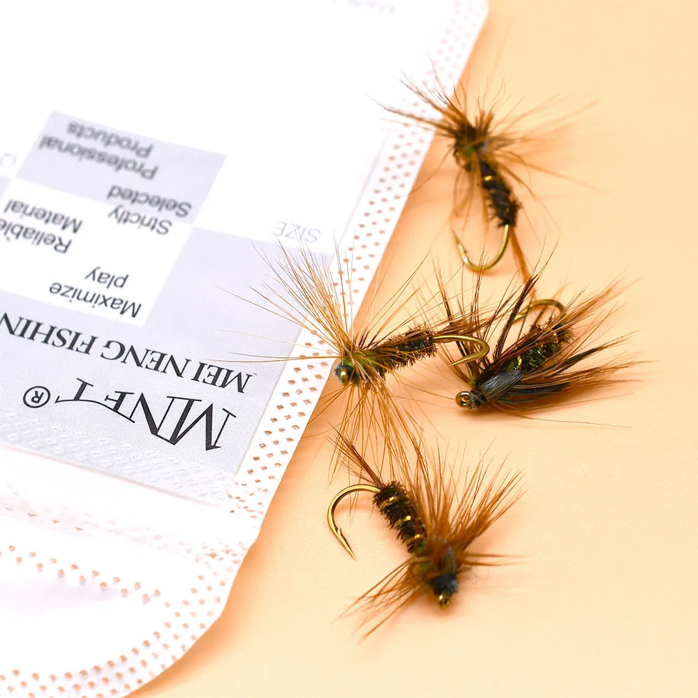 MNFT 10 قطعة/الحزمة 8 # سمك السلمون المرقط الذباب المظلة آدامز غير قابلة للصدأ الجاف يطير تعادل مع اللون البرونزي الشائكة هوك Steelhead الصيد إغراء الطعم