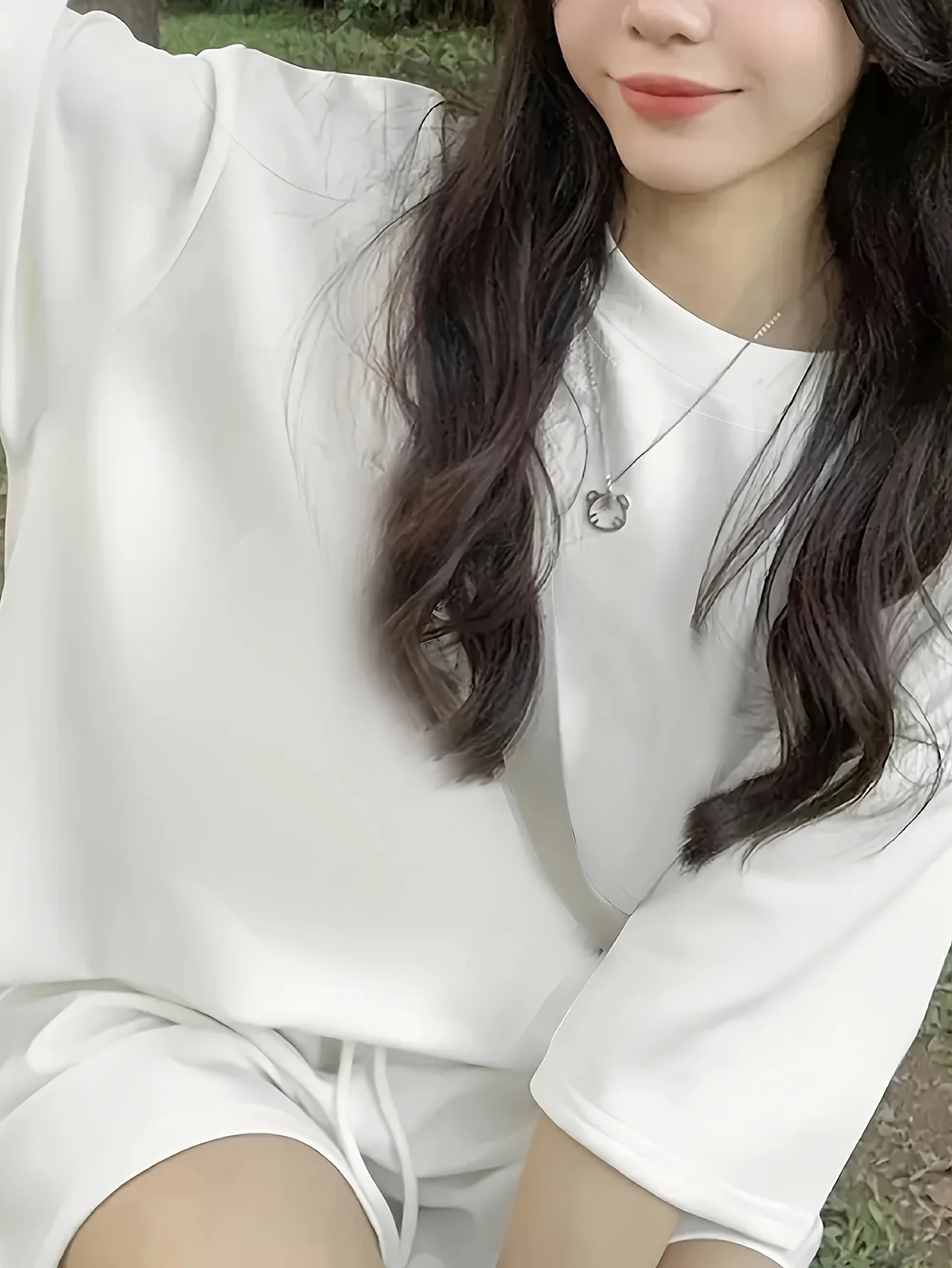

Women's Y2K style loose short-sleeved T-shirt, breathable round neck long top medium elastic solid color casual shirt