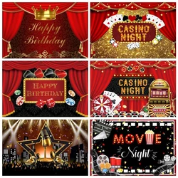 Birthday Party Backdrop Decor Red Carpet Film Cinema Movie Poker Playing Card Casino Photographic Background Photo Studio Props