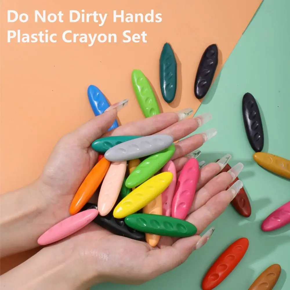 12/24/36 Colors Plastic Plastic Crayon Do Not Dirty Hands Erasable Colored Crayon Washable Peanut Shaped Oil Painting Stick Baby