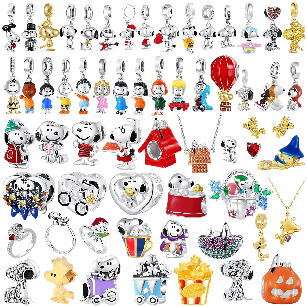 Hot Selling New 925 Silver Cartoon Animal Charm Hanging Bead Fit for Original Bracelets Necklaces DIY Children's Jewelry Gift