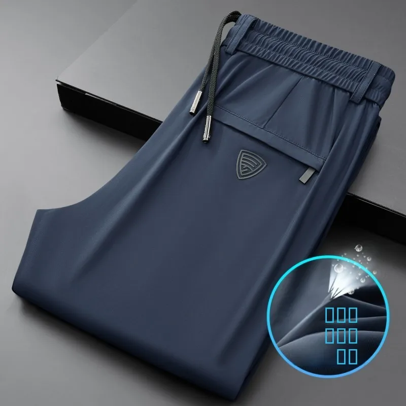 

Ice Silk Nine-Foot Casual Pants Men's High-End Thin Men's Pants Summer Elastic Cuffed Qui-Dry Sports Pants Busin Casual