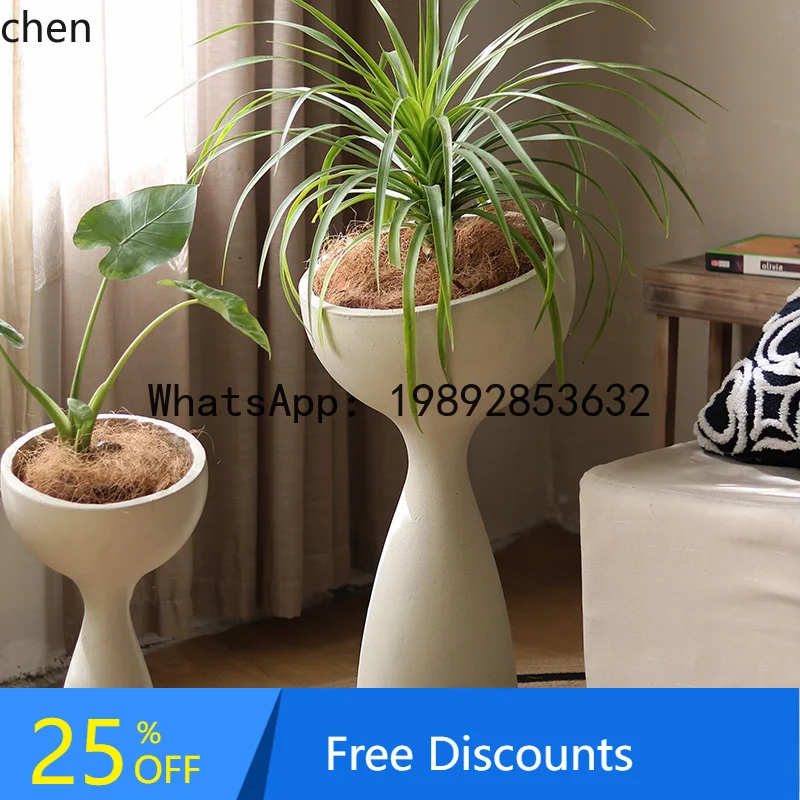 

flower pot shopping mall, light luxury and high-end floor-to-ceiling high-footed flower ware, soft decoration ornament
