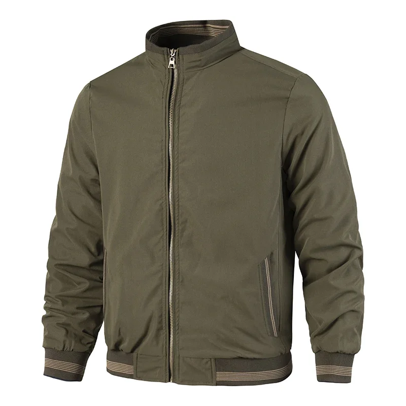 

Модная брендовая приталенная куртка-бомбер, мужская двусторонняя куртка, куртка-карго, весенне-осеннее повседневное однотонное уличное пальто