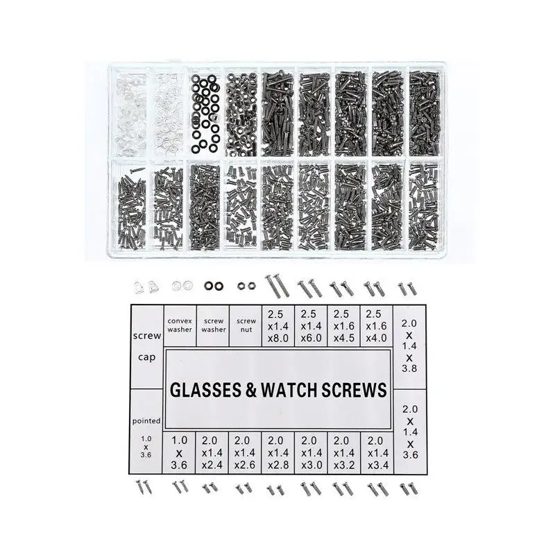 New 18-in-1 Glasses Repair Screw Kit | Precision Nose Pads, Spacer Caps & Frameless Screws For Eyeglass Adjustments & Maint