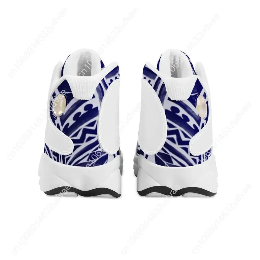 Blaue ethnische polynesische Samoa Stammes-Stil Junge Turnschuhe Laufschuhe benutzer definierte Ball Sport Team Logo Männer Basketball Sportschuhe