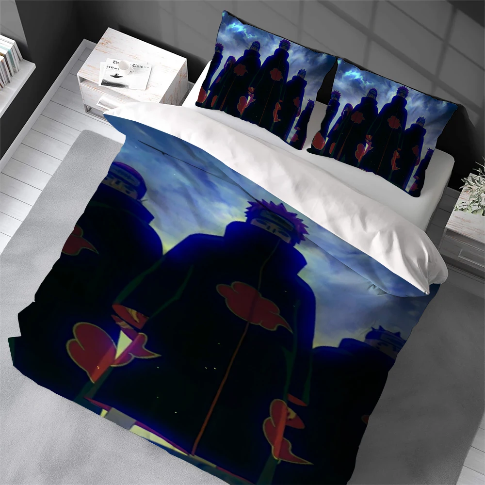 

N-NARUTO AnimeS Duvet Cover Set Home Style Bedding Soft Laundry Cotton Bed 3 Piece Set Student Dormitory Gift