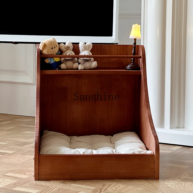 Solid wood cat nest pet bed dog bed retro small pet bed