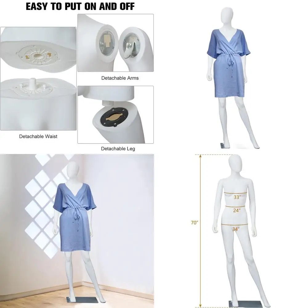 

70 Female Dress Form Mannequin for Realistic Retail Display - White