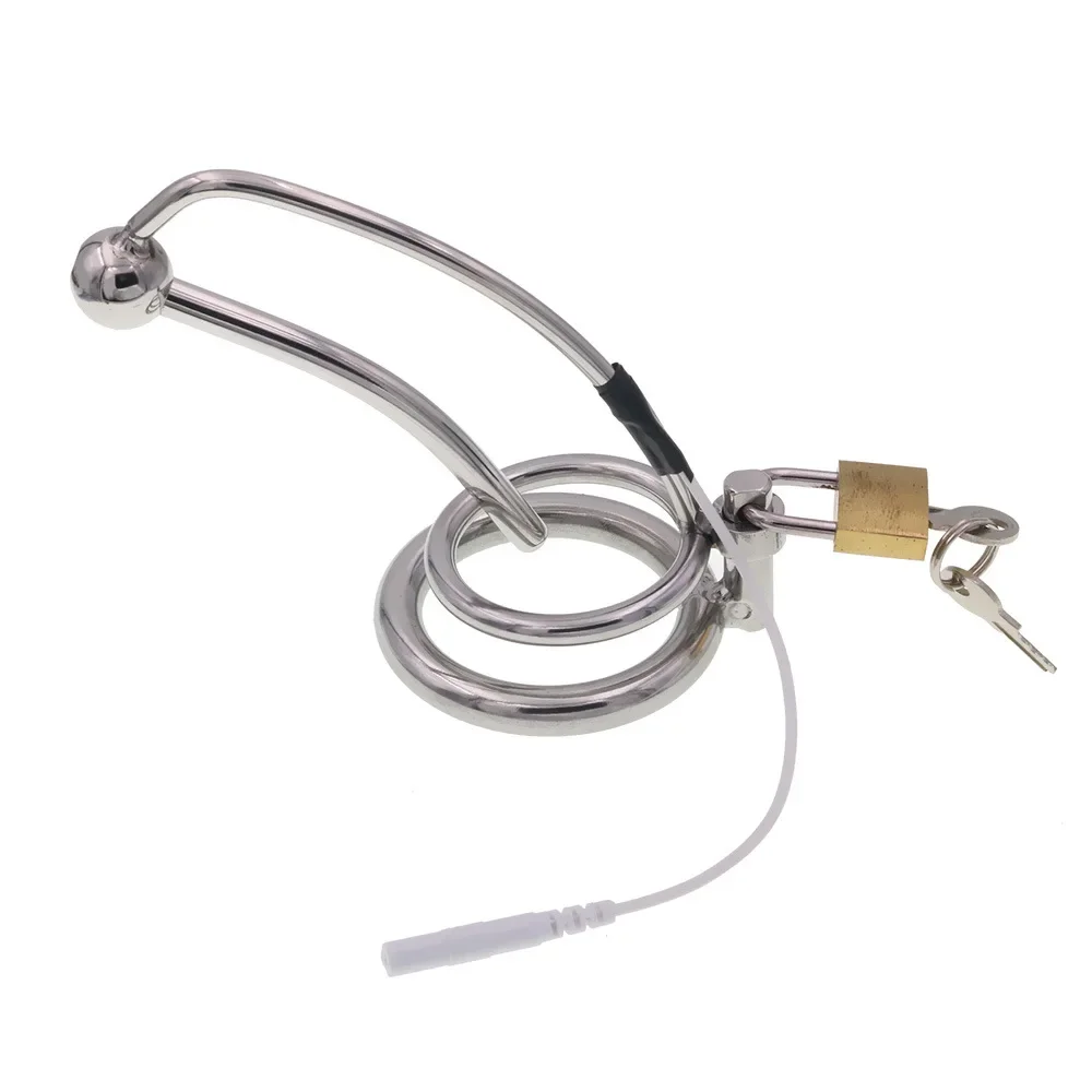 New Stainless Steel Male Chastity Shock Cock Cage With Metal Hollow Chastity Cage Catheter BDSM Slave Couple Sex Toys For Men