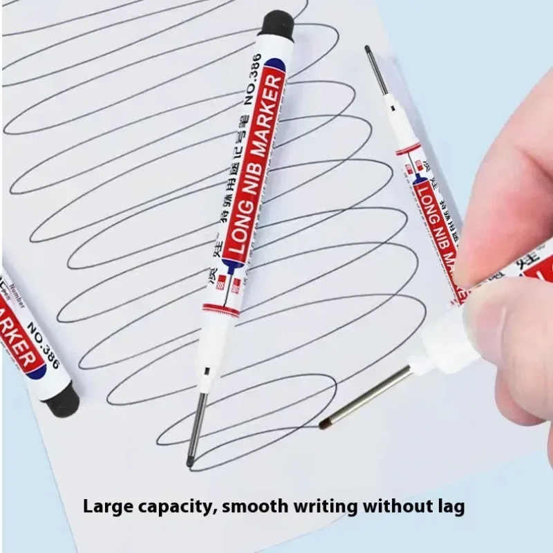 4/12 Pcs Waterproof Long Head Markers Deep Hole Marker Pen for Metal Carpenter Red/Black/Blue/Green Ink Woodworking Tools Marker image 5