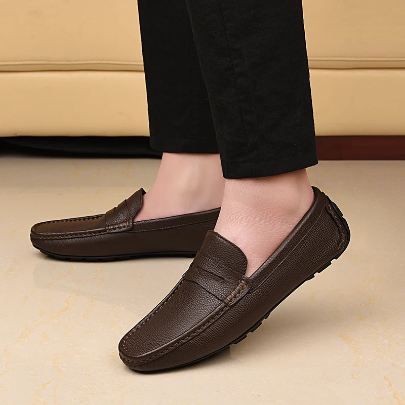 

Мужская повседневная обувь из высококачественной кожи ручной работы, роскошная брендовая деловая обувь из натуральной кожи, модная мягкая удобная обувь для вождения