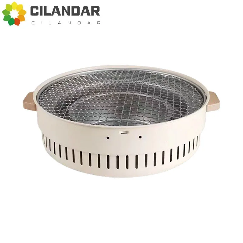 Outdoor multifunctional barbecue grill camping tea making baking tray net carbon baking basin stainless steel material with sink