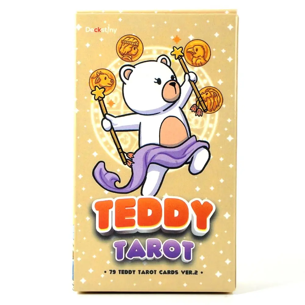 78 Stuks Teddy Tarot Ver.2 Van Deckstiny De Zwervende Maan Waarzeggerij Beginner Luxe Zwart Wit Orakel Kaartspel Met Guidbook