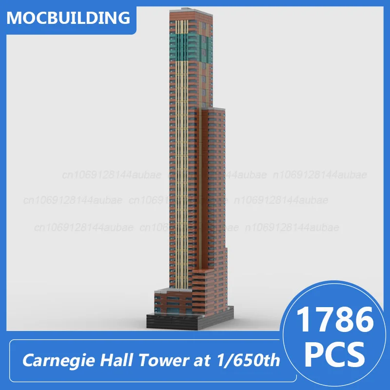 Carnegie Hall Tower op 1/650e Schaal Model Moc Bouwstenen Diy Monteren Bakstenen Architectuur Display Kerst Speelgoed Geschenken 1262PCS