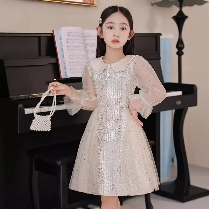 Flower Wedding Little Girl High-End Children's Princess Dress Host Piano Performance Outfit Spring