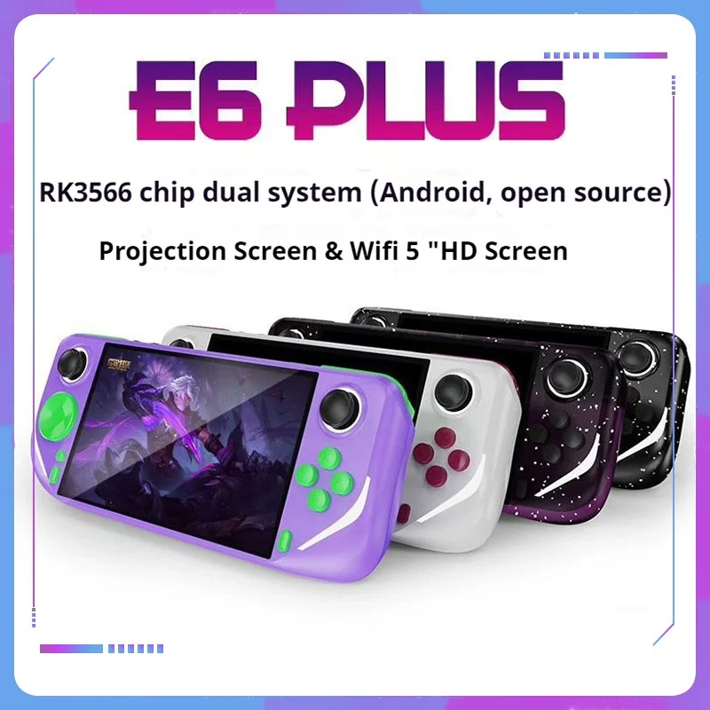 

New Style E6plus Handheld Rk3566 Dual-System Game Machine 5.0-Inch Ips Touch Screen Hd Large Screen Supports Wifi Projection