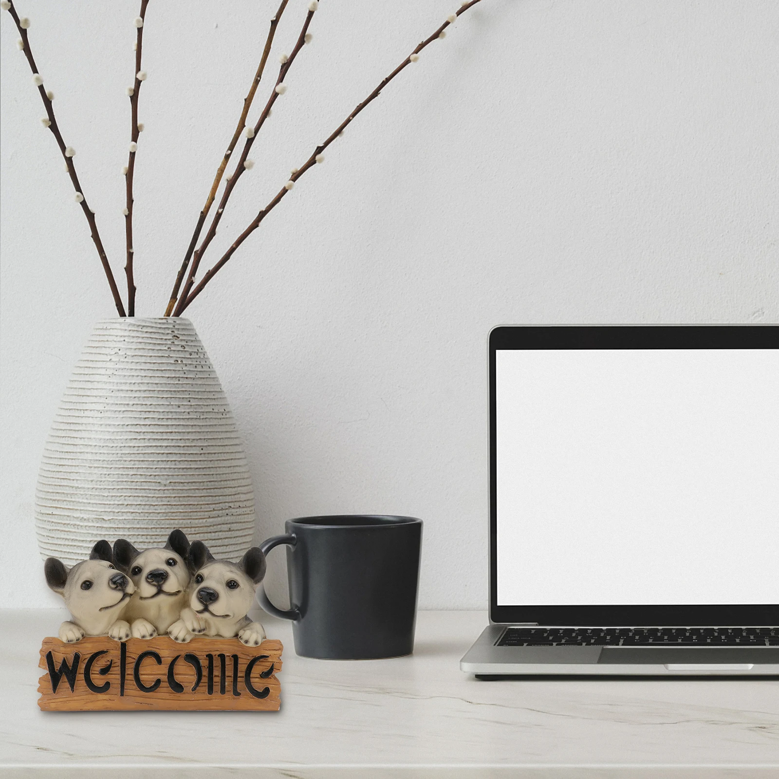 

1pc Adorable Puppy Resin Ornament Desktop Decor Creative Dog Pattern Household Adornment Miniature Garden Big Eyes Dog