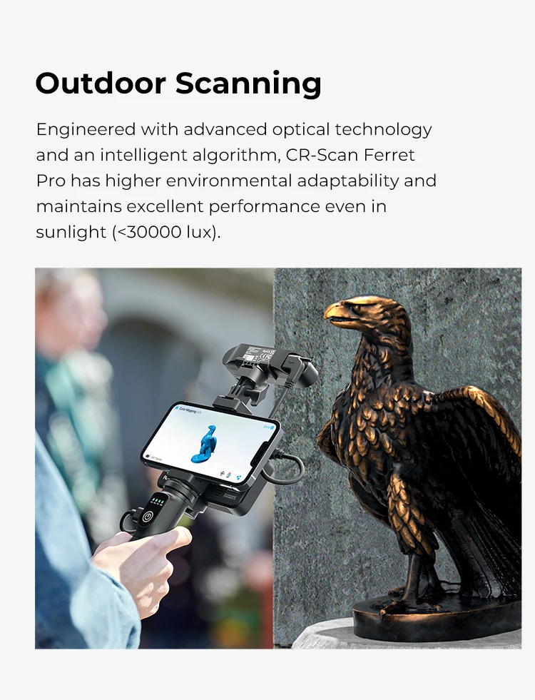 ماسح ضوئي Creality CR-Scan Ferret Pro ثلاثي الأبعاد 0.1 مم 24 بت مسح بالألوان الكاملة تتبع Canti-shake WiFi6 مسح لاسلكي سهل الاستخدام