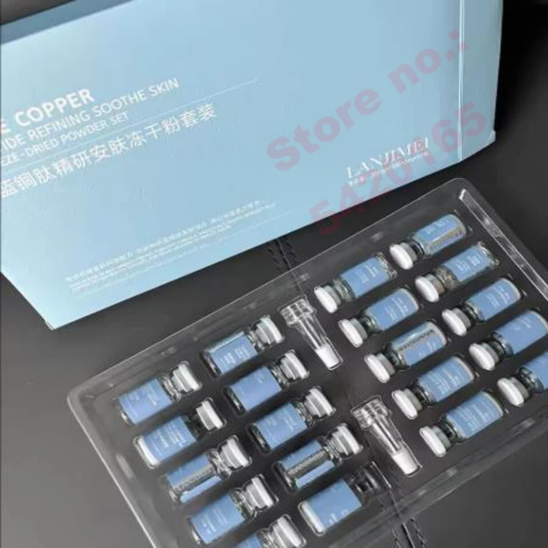Spa Grade Copper Peptides Skin Booster Ghk-Cu Peptide Anti-aging Serum Hyaluronic Acid Fade Fine Lines & Wrinkles Plumping 20pcs