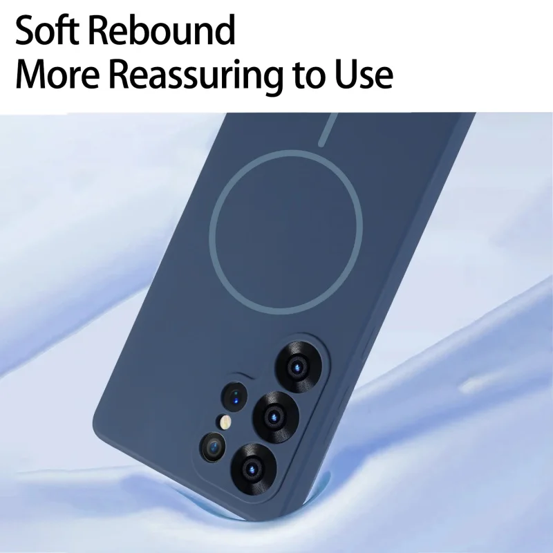 حافظة سيليكون سائلة أصلية لهاتف سامسونج جالاكسي S25 S24 S23 Plus مغناطيسية للغاية لهاتف Magsafe غطاء ممتص للصدمات ناعم للشحن اللاسلكي