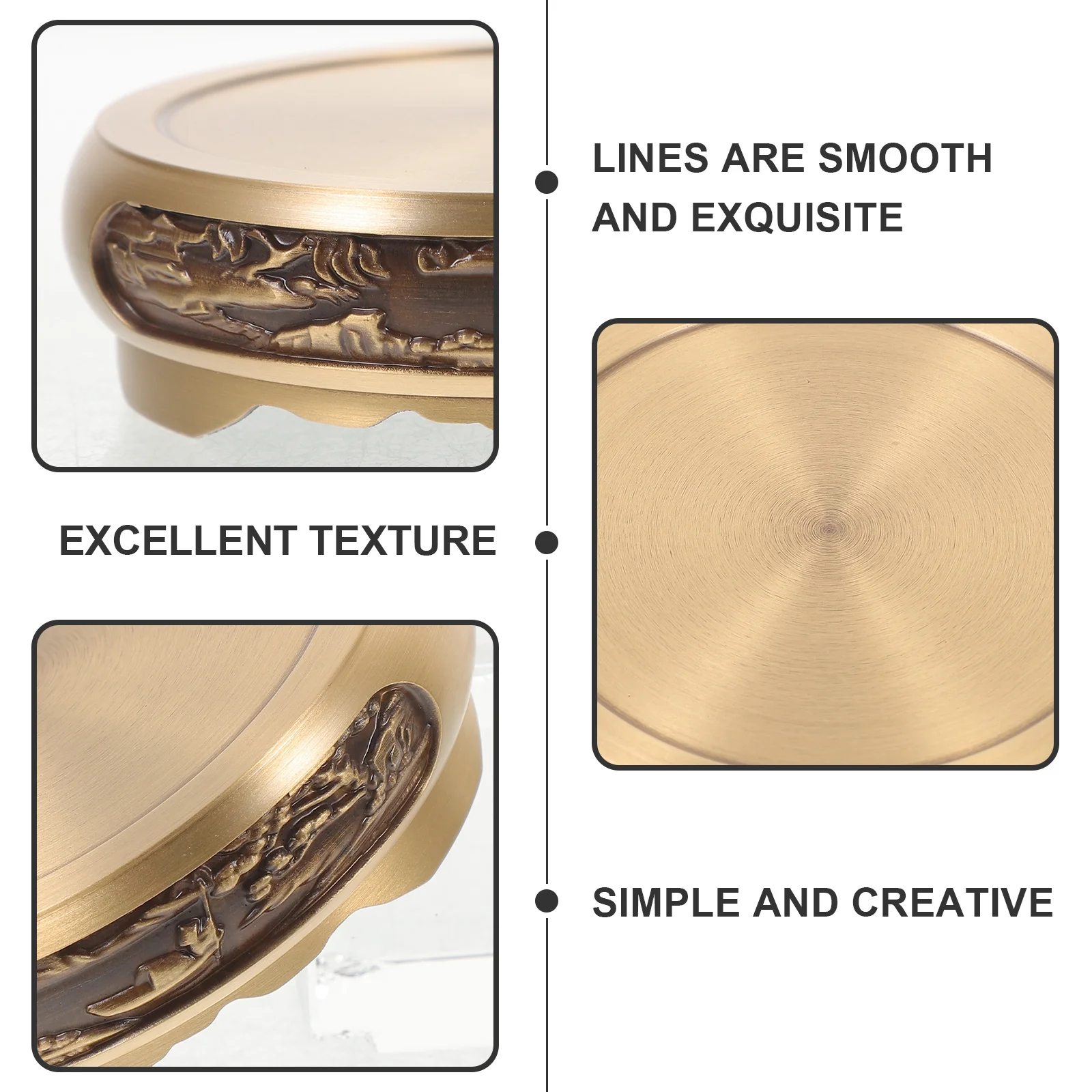 

Round Copper Incense Burner Base Artistic Desktop Decoration Stand for Home Study Bedroom Yoga Room Display Use Decorative