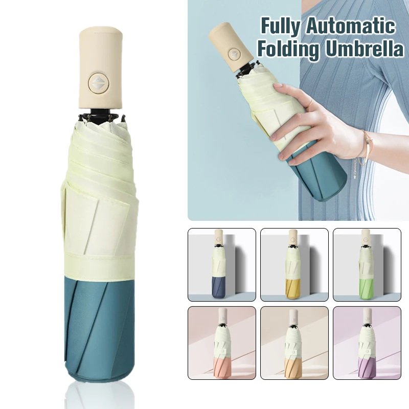 

Fully Automatic Umbrella Sunscreen Minimalism Anti-UV Sun Umbrella Three-fold Windproof Sun/Rain Portable Compact Umbrella