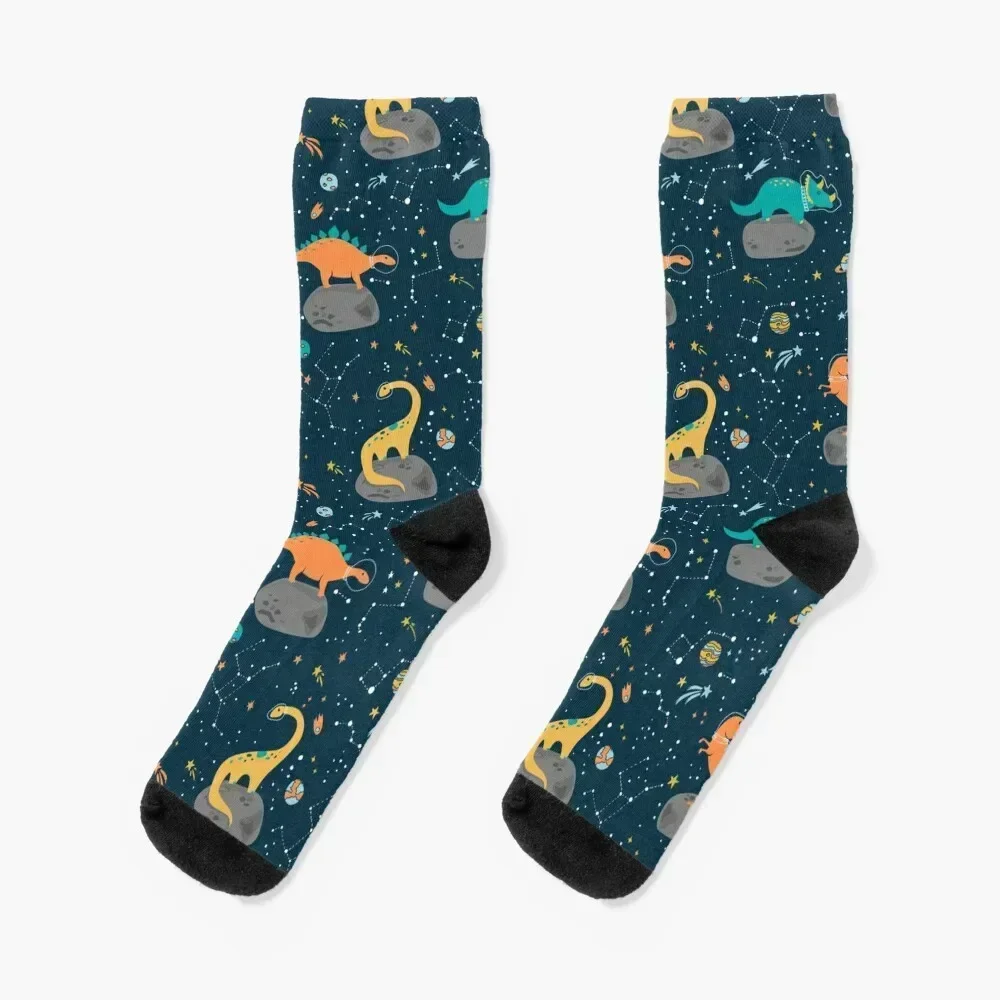 Dinosaurs Floating on an Asteroid Socks funny gifts professional running essential hiphop Ladies Socks Men's