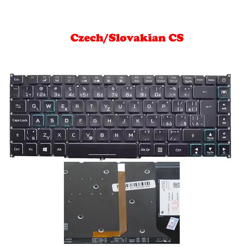YD Laptop Colourful Backlit Keyboard For ACER Predator Triton 500 PT515-51 English US Black Without Frame New(Not RGB Per-Key)