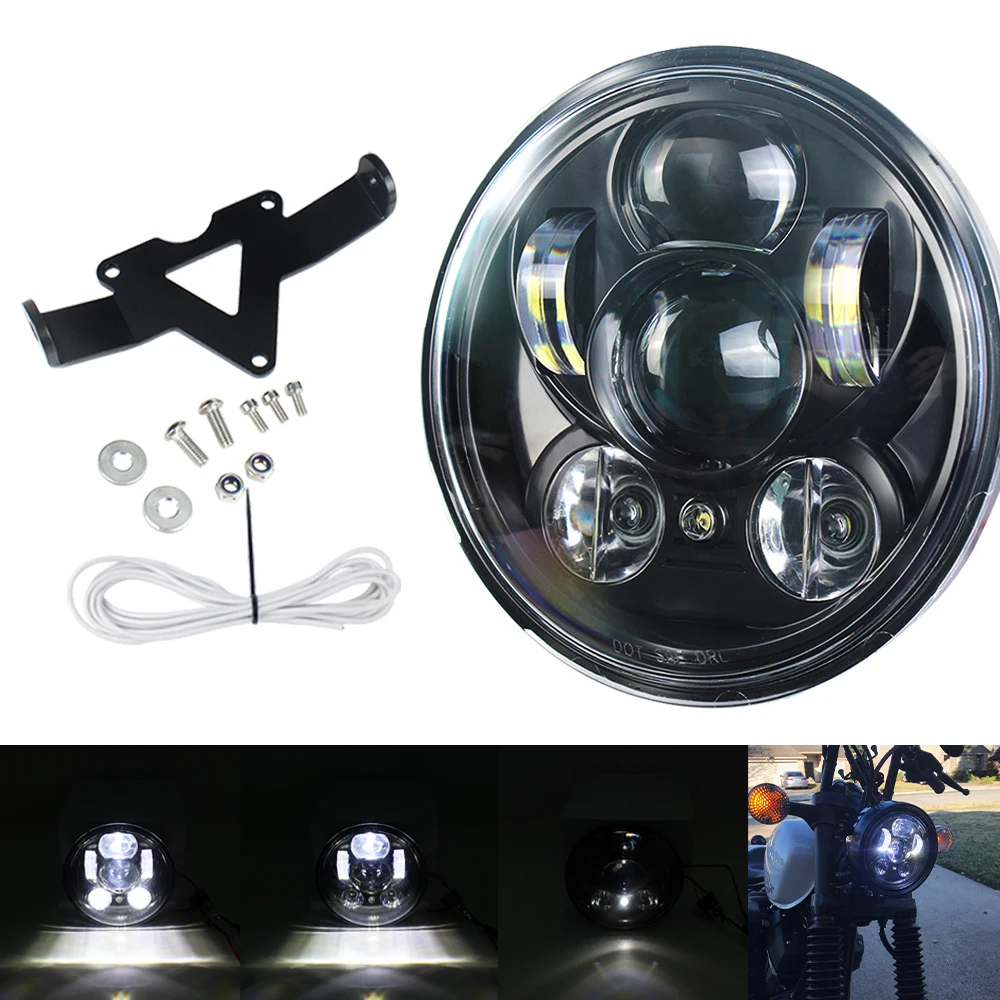 5.75 inch LED Headlight with Mounting Bracket for Yamaha Bolt Raider Stryker SCR950 Warrior Hi/Low Beam Parking Light