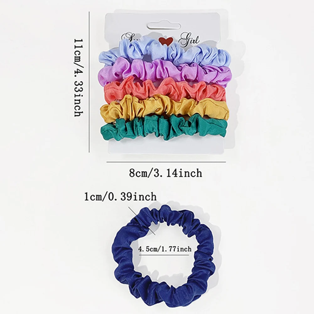 6Pcs/Set Elegant Multi Color Small Intestine Hair Circles Solid Color High Elastic Comfortable Curled Hair Ties Women Hair Band