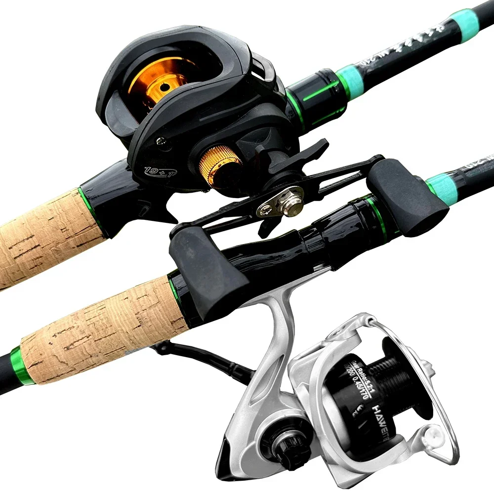 4/5Section Fishing Rod Reel Combo 1.8/2.1m Ultralight Carbon Lure Pole Max Drag 8KG and 7.2:1/5.2:1 Gear Ratio Baitcasting Wheel