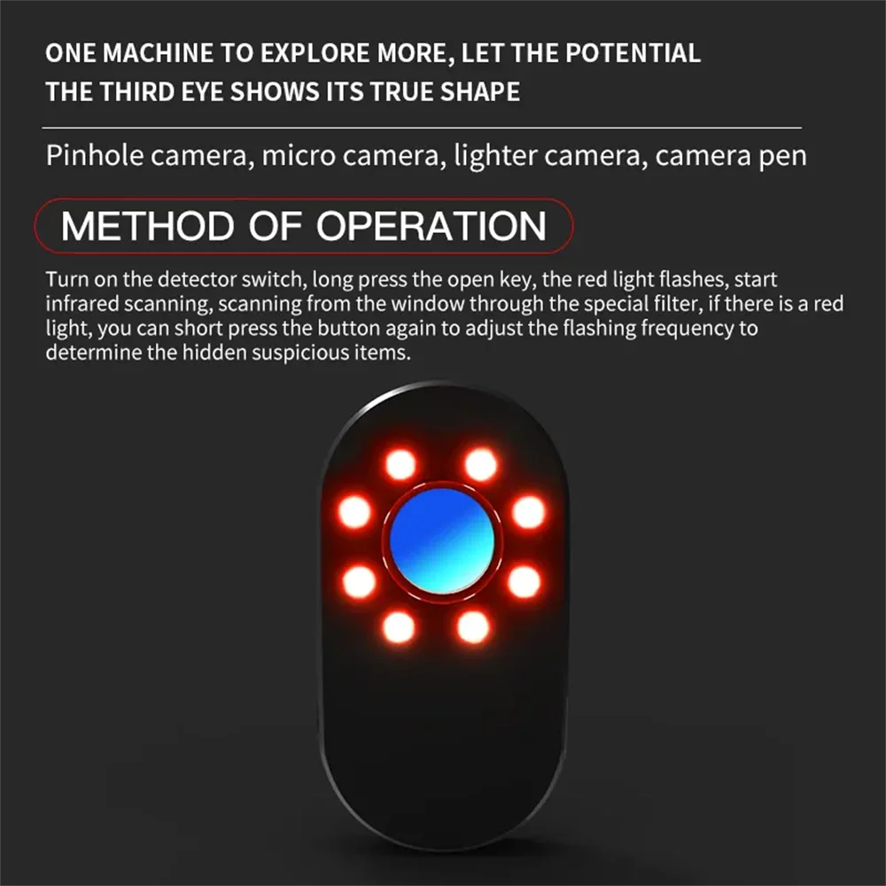 Multifunctional Infrared Detector Travel Mini Portable Anti-Peeping Anti-Monitoring Camera Scanner Detects Hidden Cameras