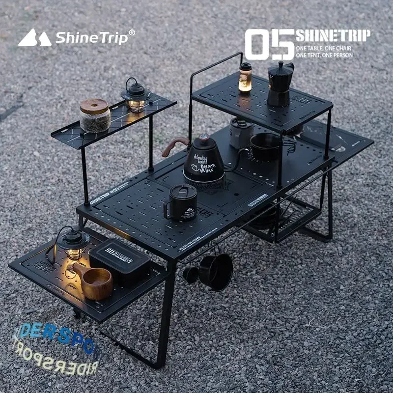 ShineTrip Outdoor 05 Series Black Mist IGT Modular Free Standing Table Portable Table Folding Aluminium Camping Table Set