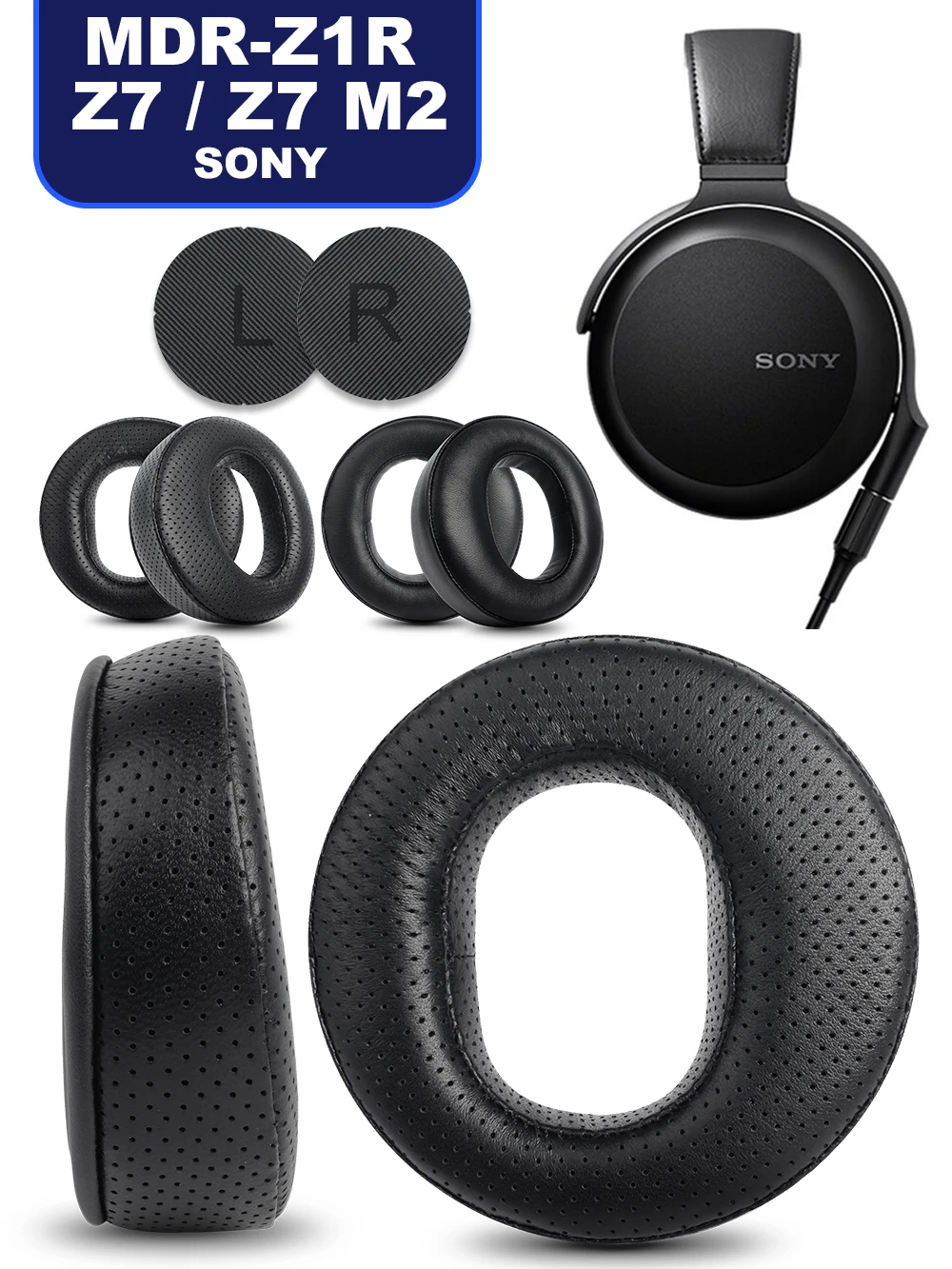 Ohrpolster für SONY MDR-Z1R Z7 / Z7 M2. Ohrenschützer aus Schaffell, perforierte Schaffell-Dermis-Kopfhörer, Memory-Abdeckungen, Schwamm