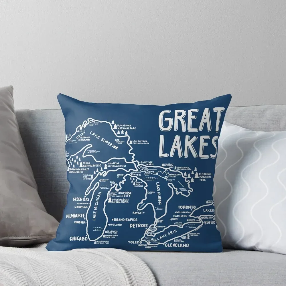 

Great Lakes Map Throw Pillow Cushions For Children Cushion Cover For Sofa pillow