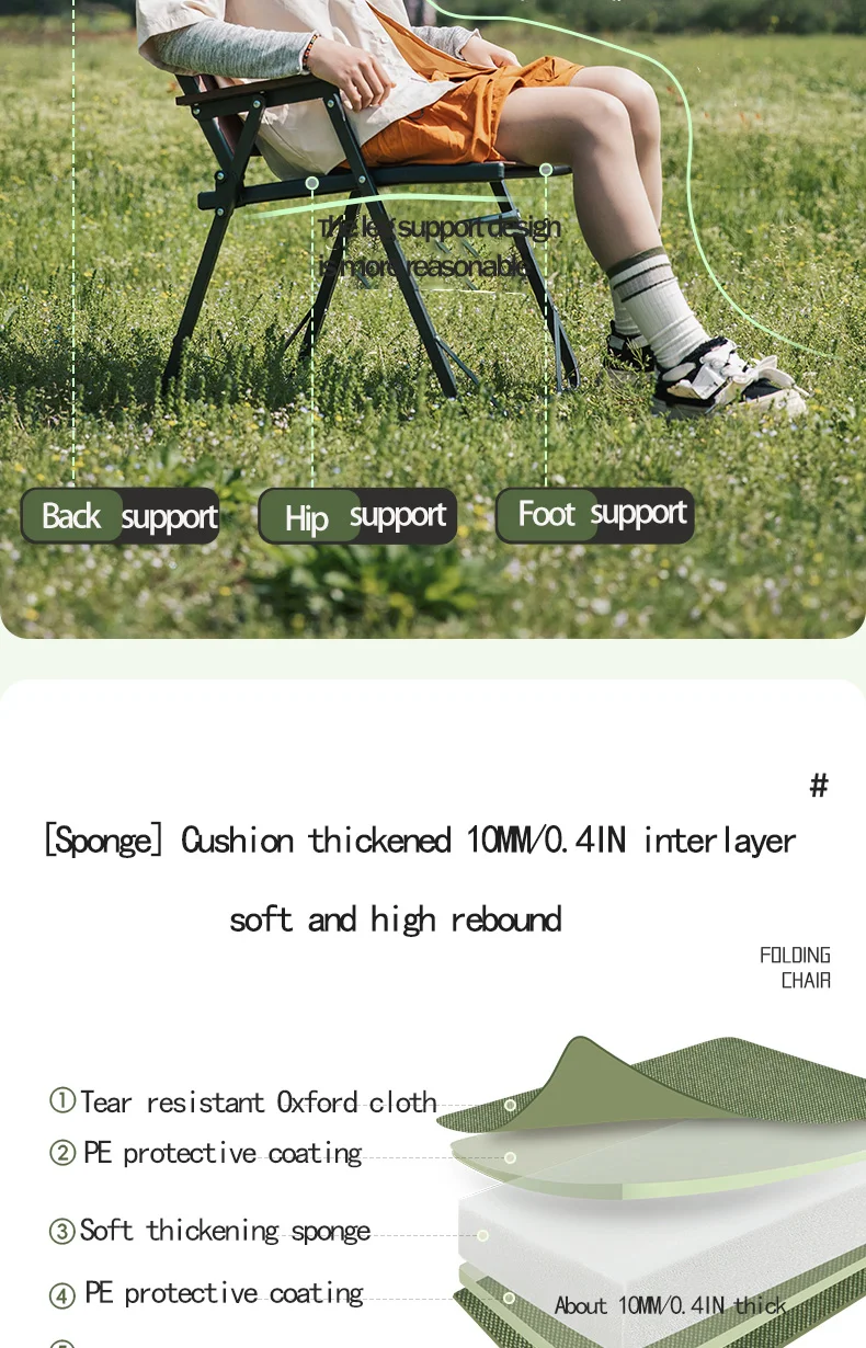 BISINNA Outdoor Klappbarer Campingstuhl Tragbarer Lounge-Kit-Stuhl Picknick Strand Wandern Trekking – Detail 4