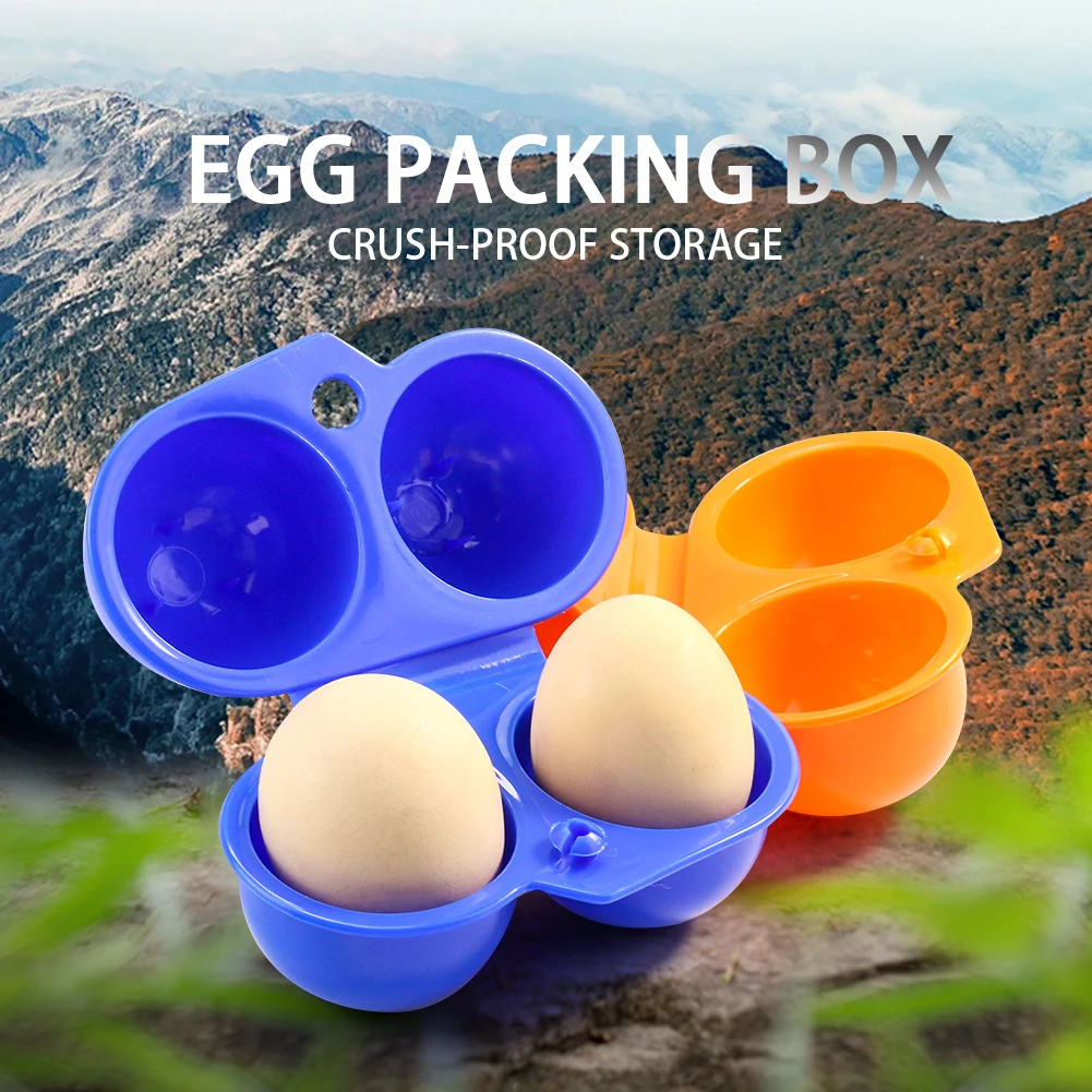 Portable Egg Storage Box Outdoor Camping Picnic Egg Rack Refrigerator Storage Box Kitchen Food StockPile Container 2 Grid