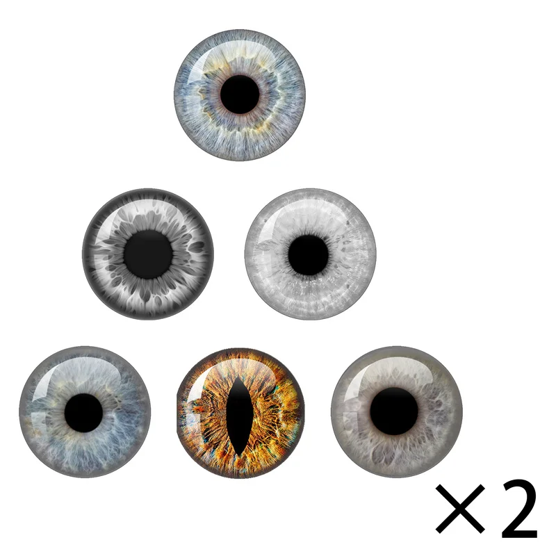 2023 New Glass Eyes Cabochons Round 14mm Ultrathin Round Dome Character Eyes Toys DIY Jewelry Accessory MIX Pupil Eye Cameo