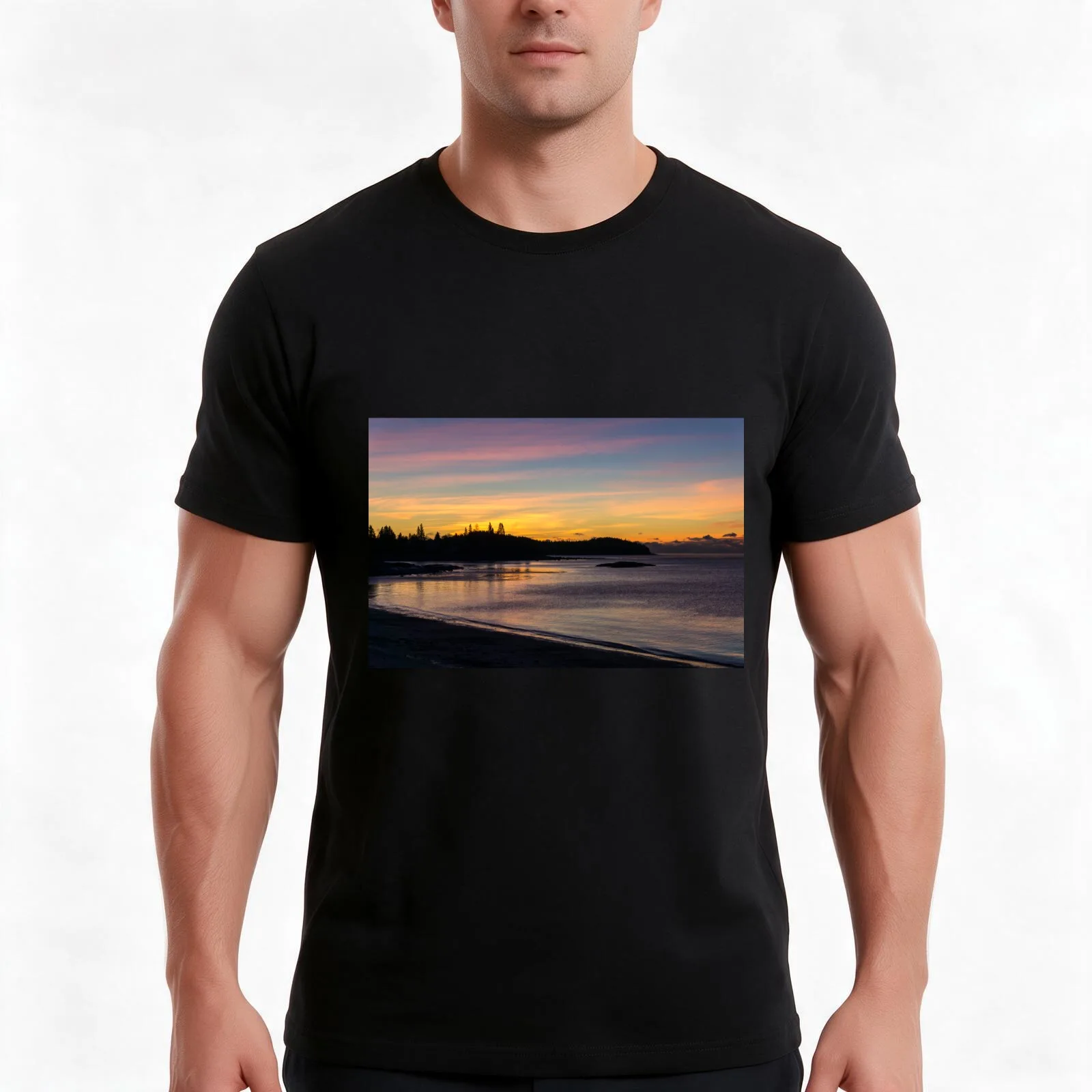 Roque Bluffs sunrise Maine T-Shirt Summer Casual Cotton Tee Oversized Streetwear Tops Vintage Graphic Print Unisex Men Women