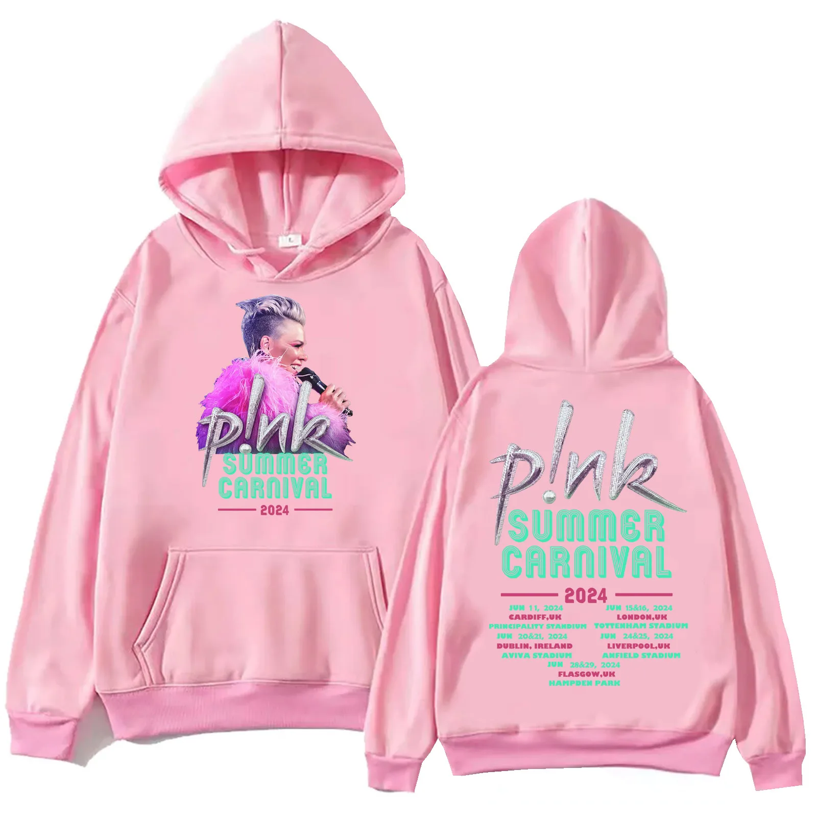 Pink Singer Summer Carnival 2024  Hoodie  Man Woman Harajuku Hip Hop Pullover Tops Sweatshirt Fans Gift