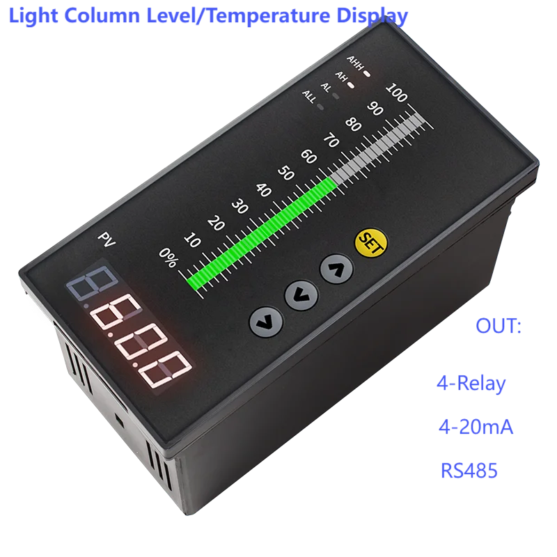 0-10V Input Temperature Controller for Pump RS485 Liquid Level Indicator 4-Relay Alarm Level Control Instrument with DC24V