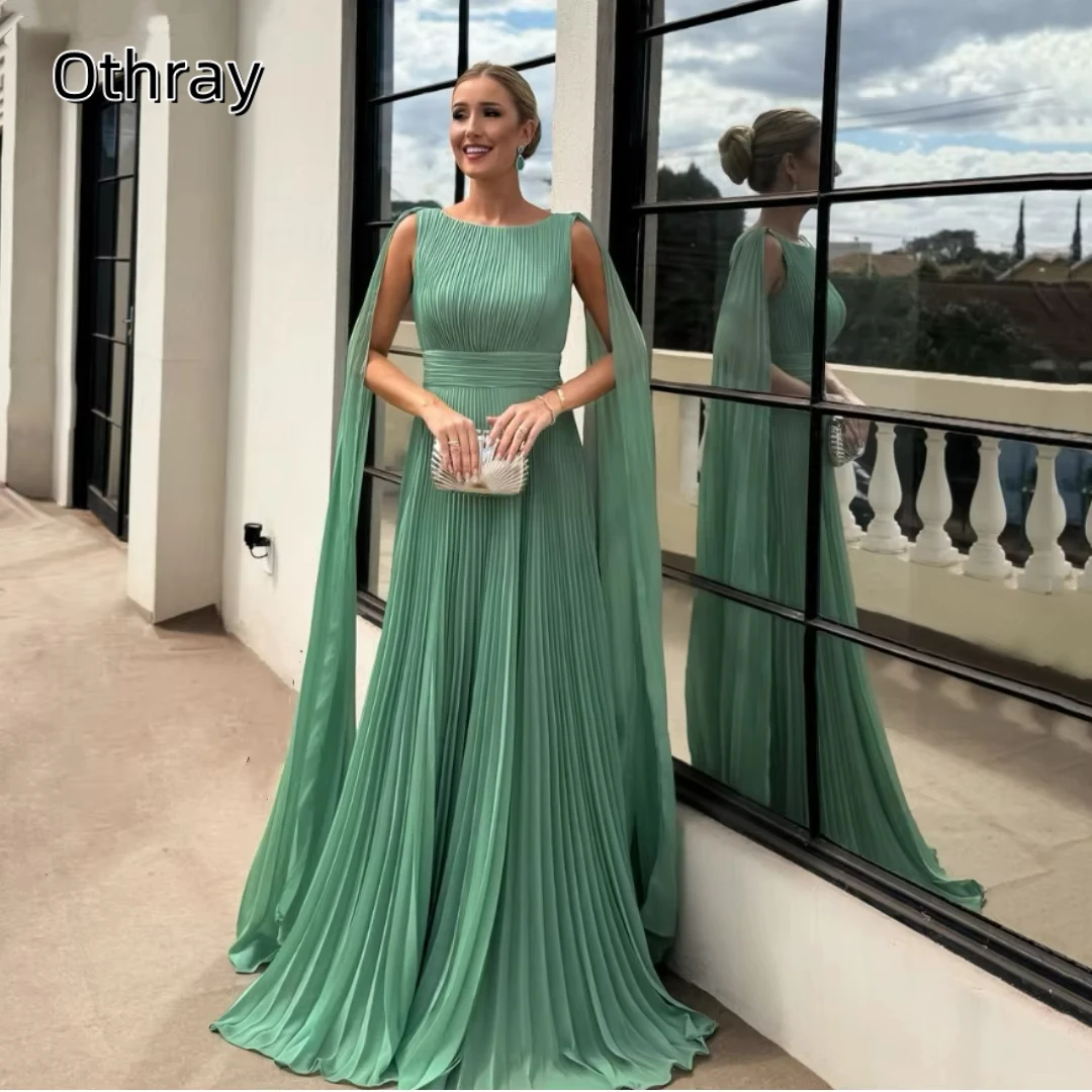 

Othray Chiffon A-line Prom Dress Cape Sleeves Celebrity Dresses Backless Evening Dresses Formal Gown vestidos de festa