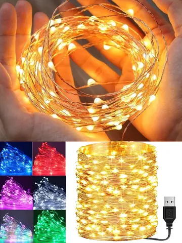 USB Led Fairy Lights Copper Wire String 20M 200LED Holiday Outdoor Lamp Garland For Christmas Tree Wedding Party Decoration