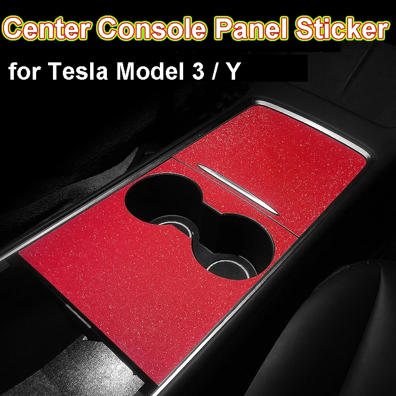 Bling Center Console Panel Sticker per Tesla Model 3 Y 2023 Red Suede Film Carbon Central Control Cover accessori interni per auto