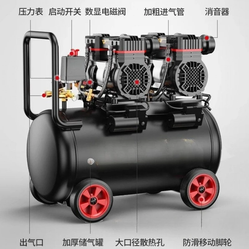 

220V Air Compressor Small Industrial No Silence Portable Woodworking Air Pump Decoration Air Pump