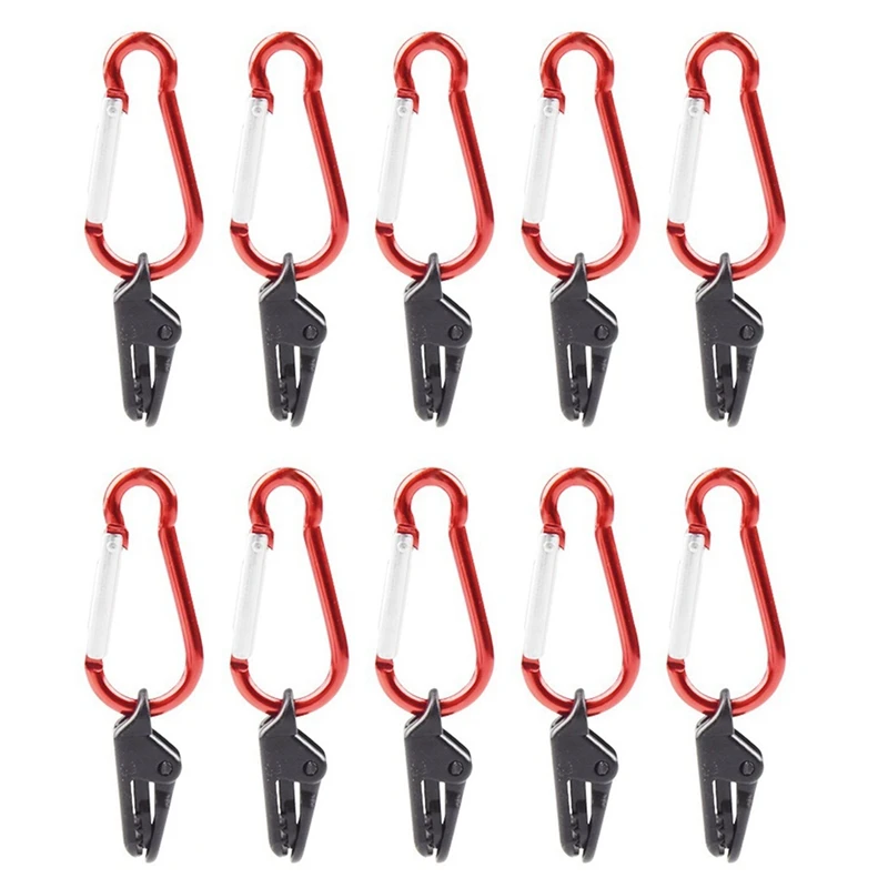 10 Pcs Universal Tent Clip Tent Fastening Lock Clip With Carabiner For Outdoor Camping Farm Garden