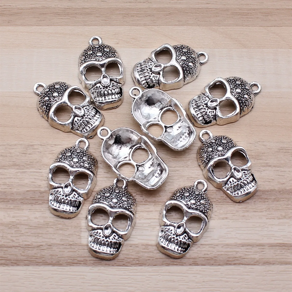 IFOCUS 10pcs/Lot Skull Charms For DIY Jewelry Making Zinc Alloy 28x16mm/1.1x0.63inch